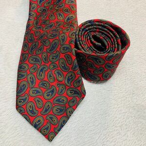 Vintage Polo‎ Ralph Lauren Tie 100% Silk Red Paisley Hand Made In USA